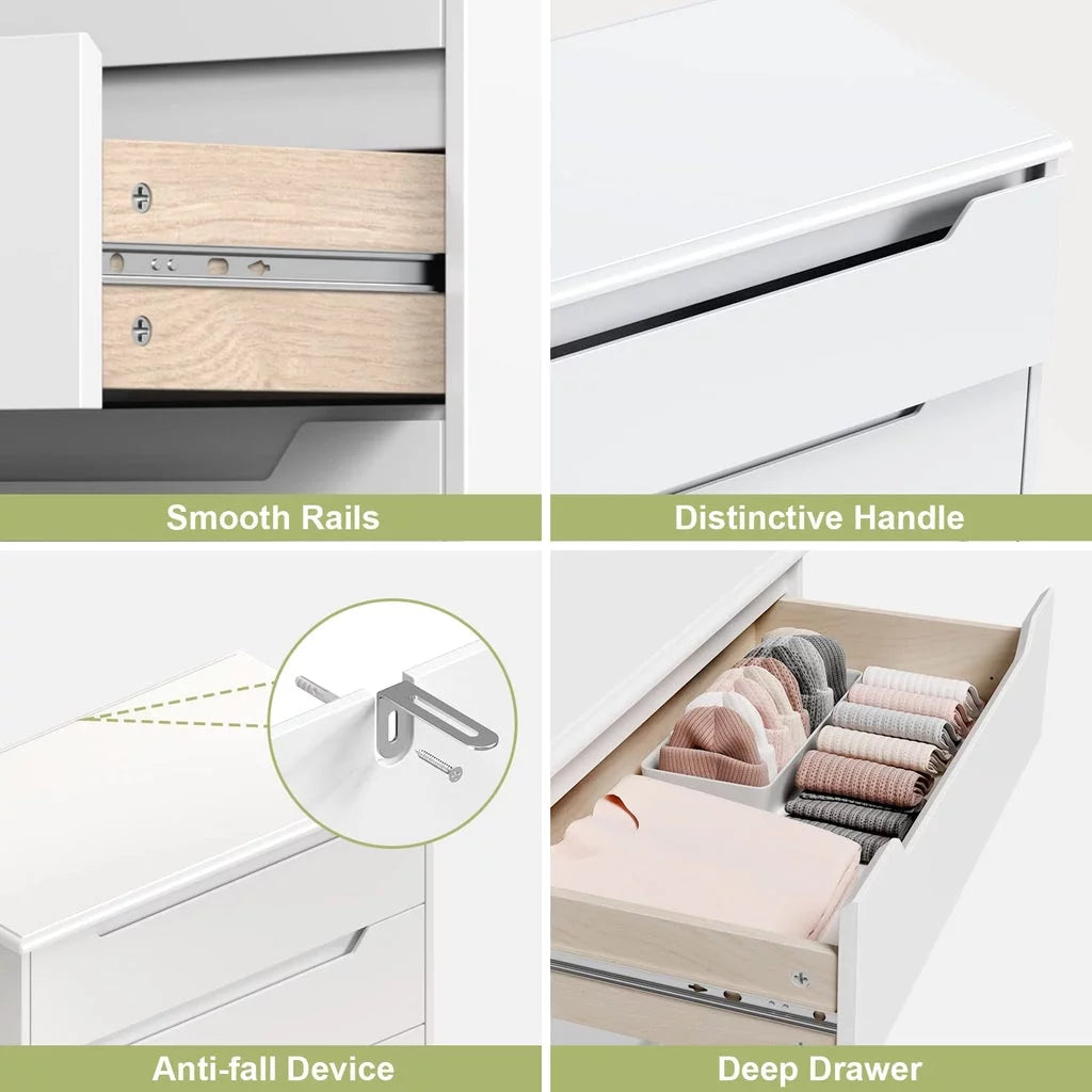 White 5 Drawer Dresser with Cutout Handles A942182