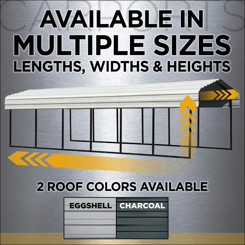 20 ft. x 29 ft. x 9 ft. Charcoal Carport X63832