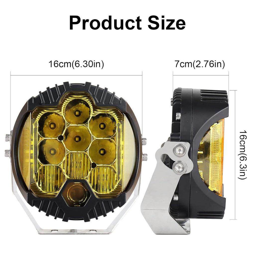 7 Inch 90W LED Light Pod Yellow Lens Combo Spot Flood Off Road Fog Lights IP67 Waterproof Y466848