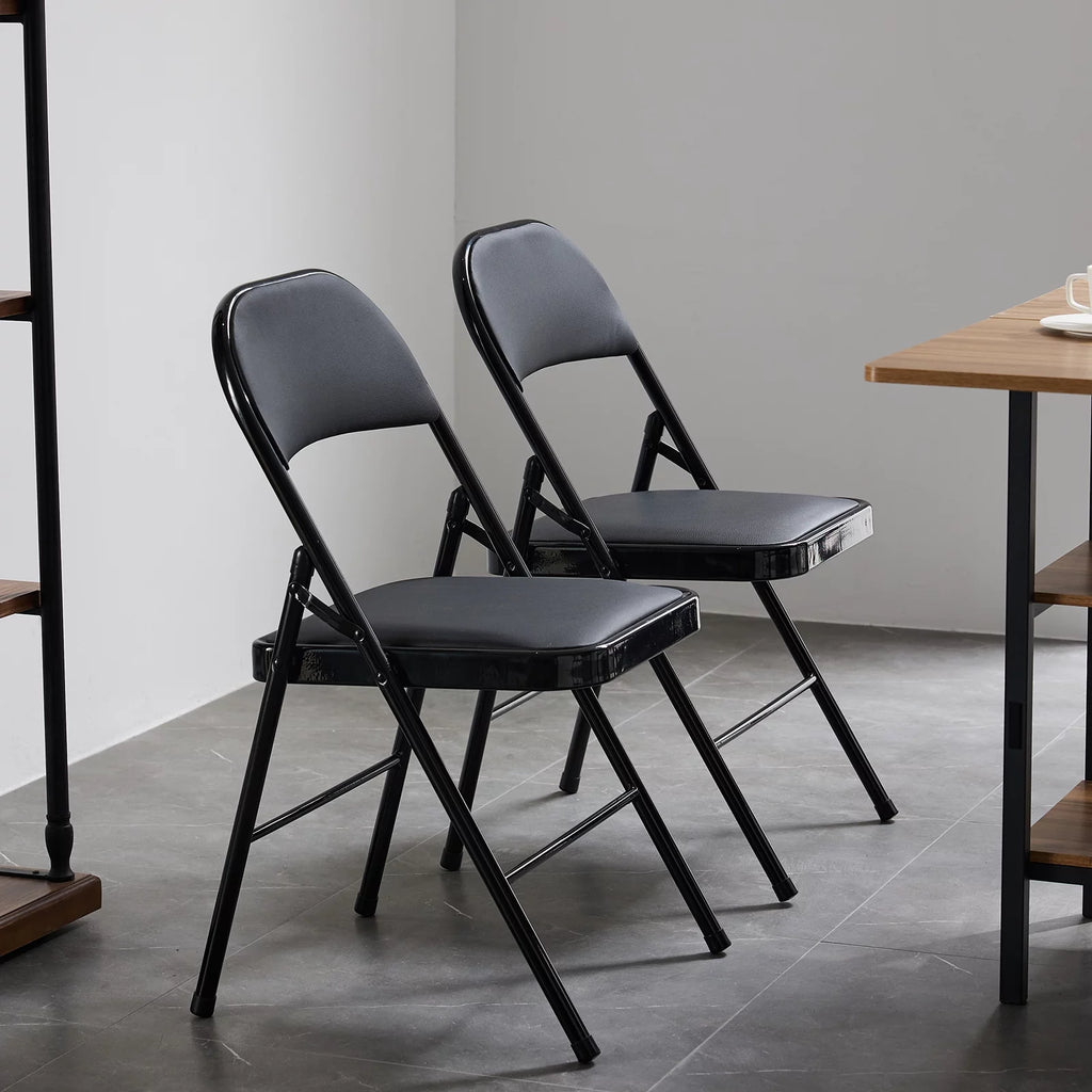 Black Folding Chairs Padded Seat R705