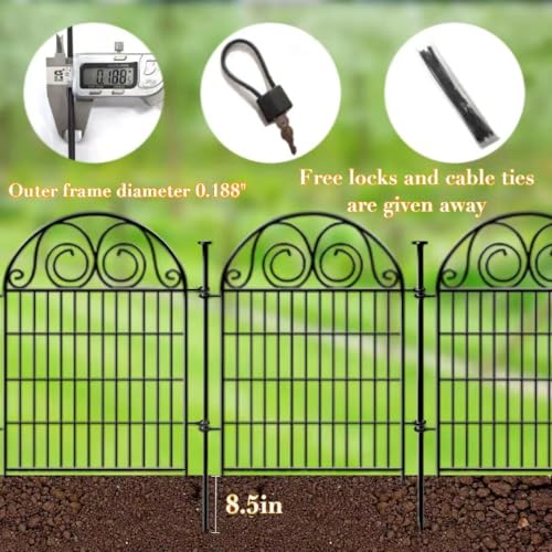 Black Metal 12 Panels 40 in Tall Garden Animal Barrier Fence With Gate W920