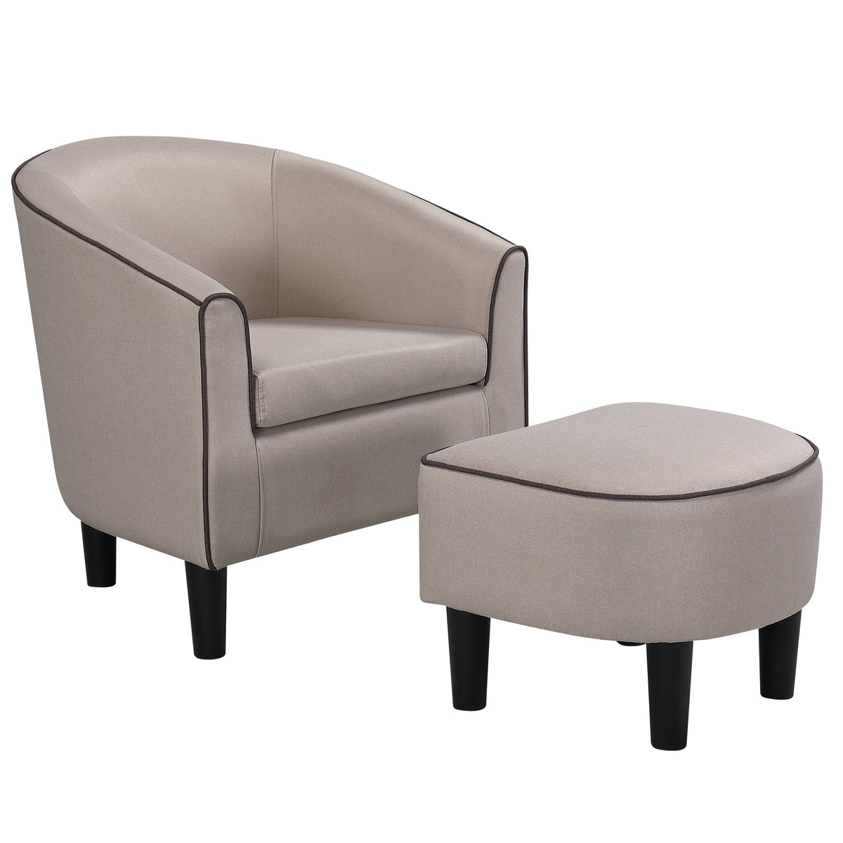 Beige Accent Chair with Ottoman M410