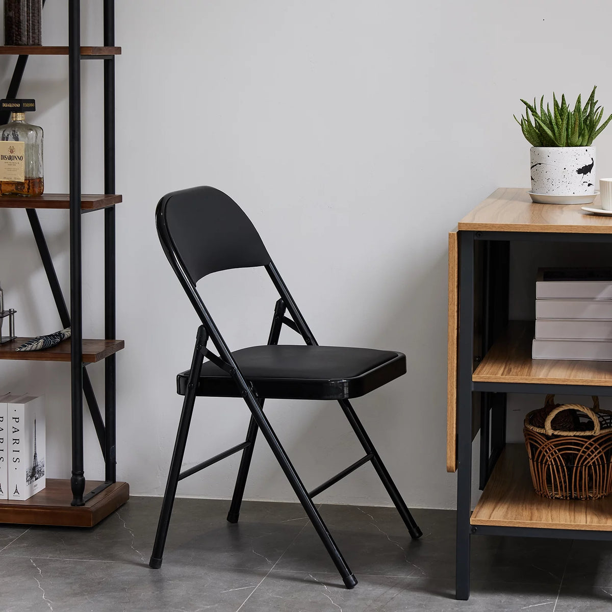Black Folding Chairs Padded Seat R705