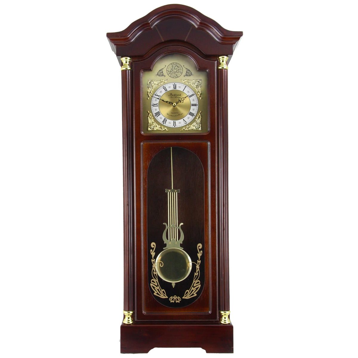 33" Antique Cherry Oak Finish Chiming Wall Clock with Roman Numerals C60906