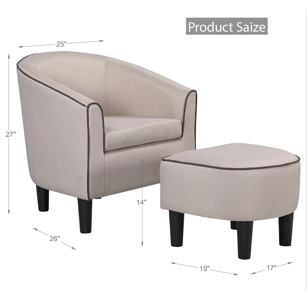 Beige Accent Chair with Ottoman M410