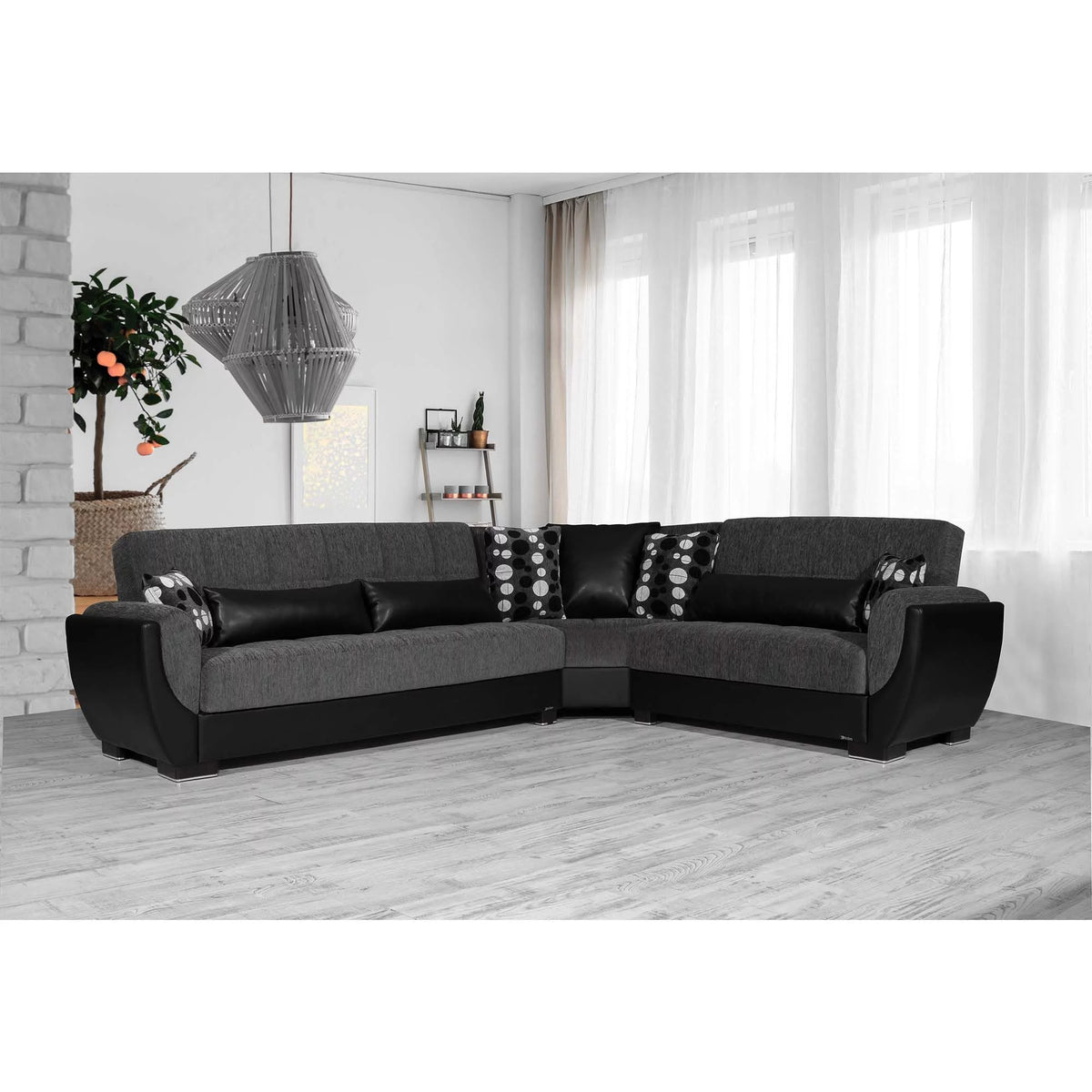 Gray Black Sectional H4516