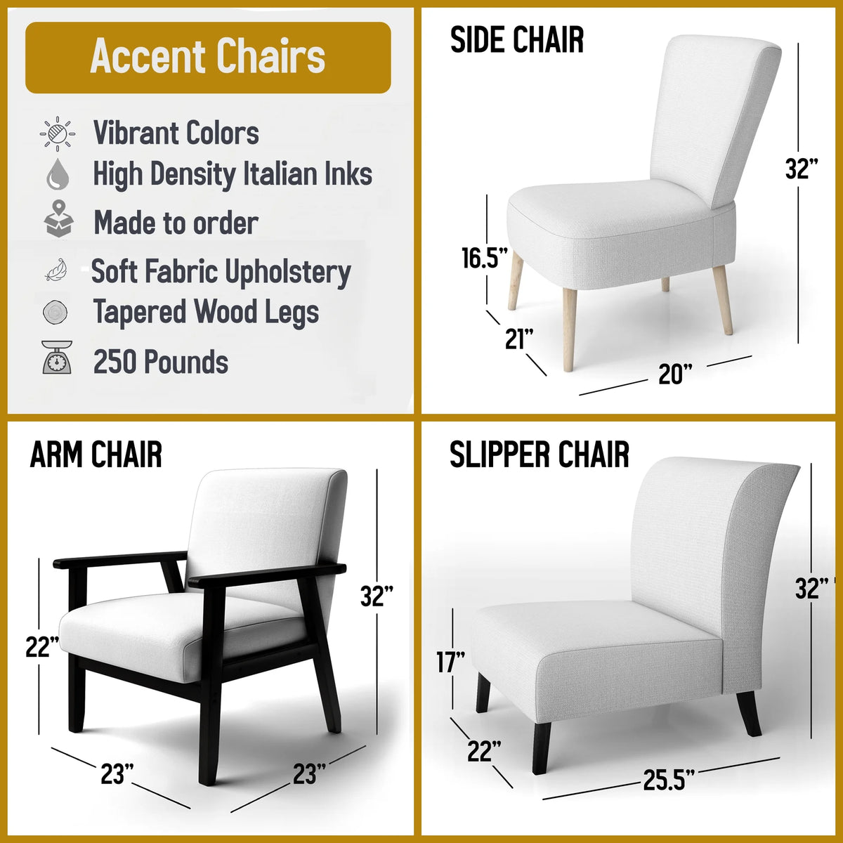 Upholstered Patterned Accent Chair and Arm Chair V423