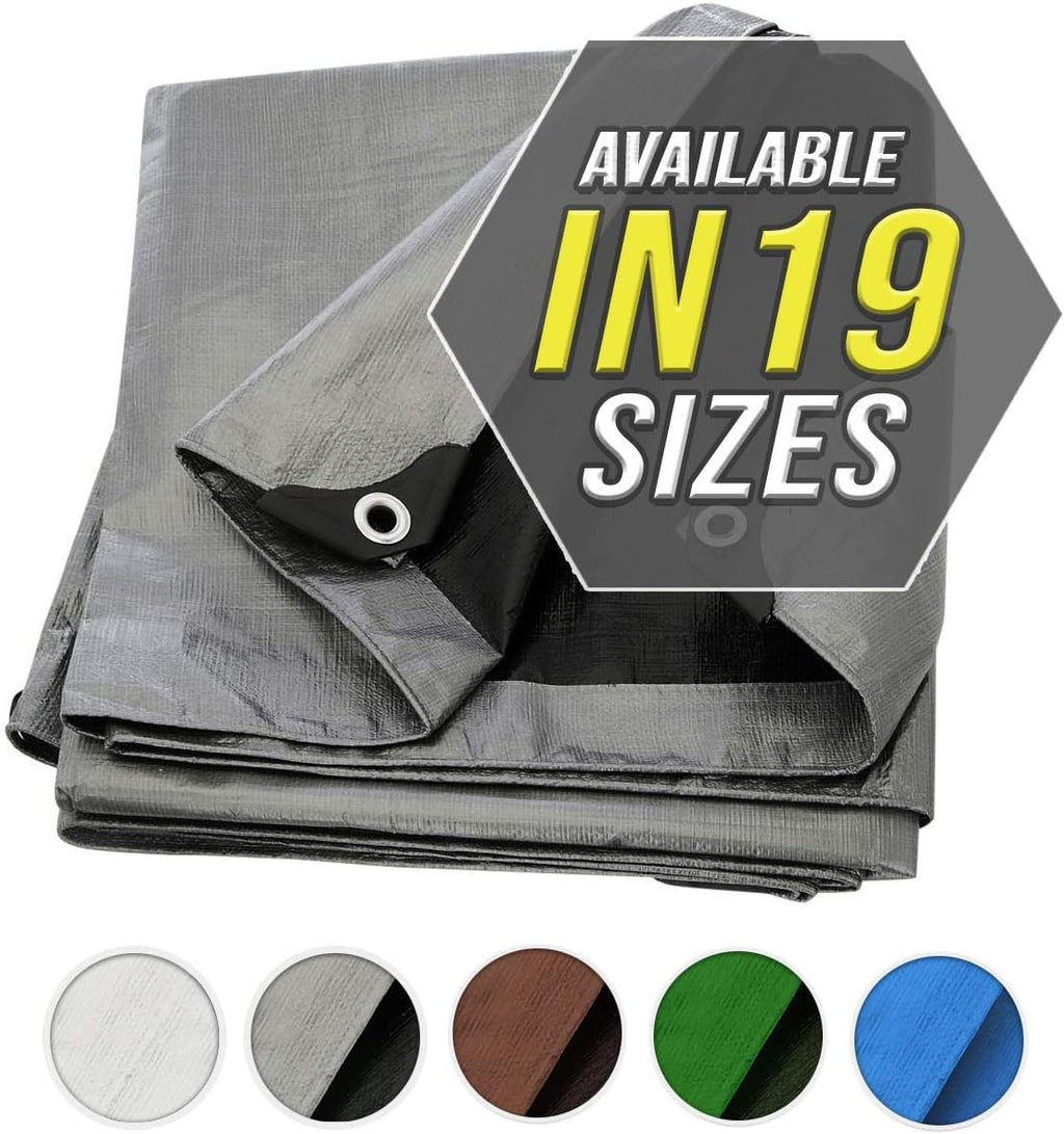 Silver / Black Heavy Duty Waterproof Tarp Cover, Pack of 2 G6015