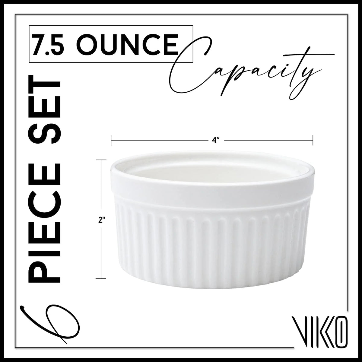 White Set Of 6 Porcelain Ramekins W873703