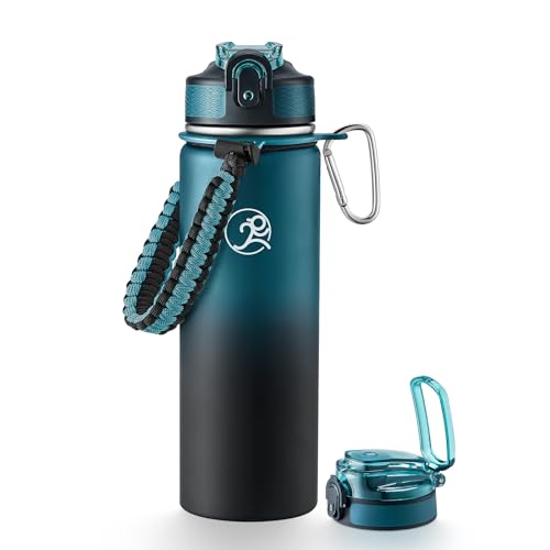 24oz Stainless Steel Insulated Water Bottle with 2 Lids G7019