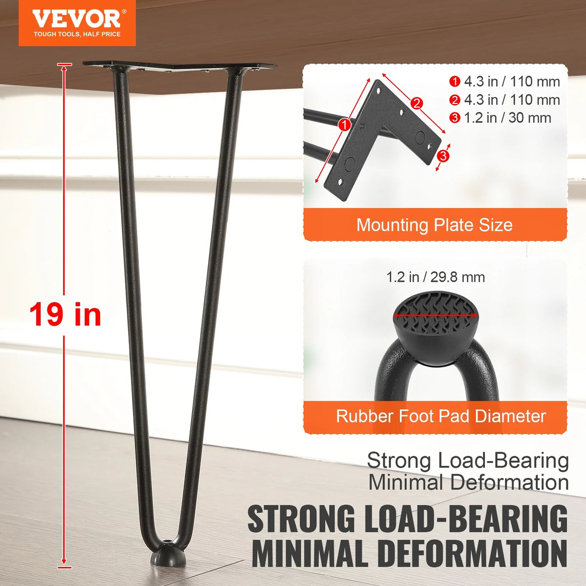 19" Solid Metal Heavy Duty Furniture Legs I4168