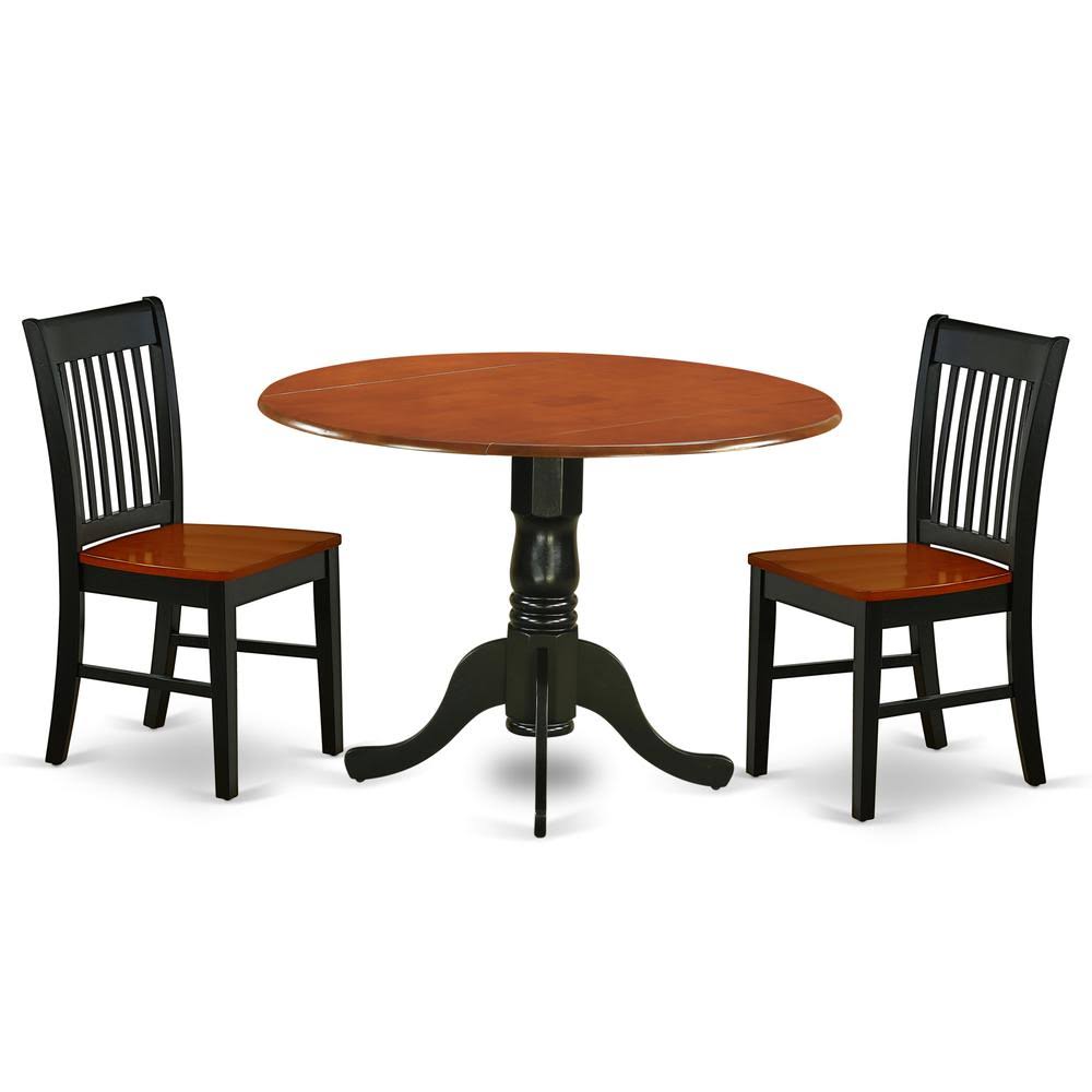 3PC Dining Room Table with Two Drop Leaves and Wood Seat Chairs O691