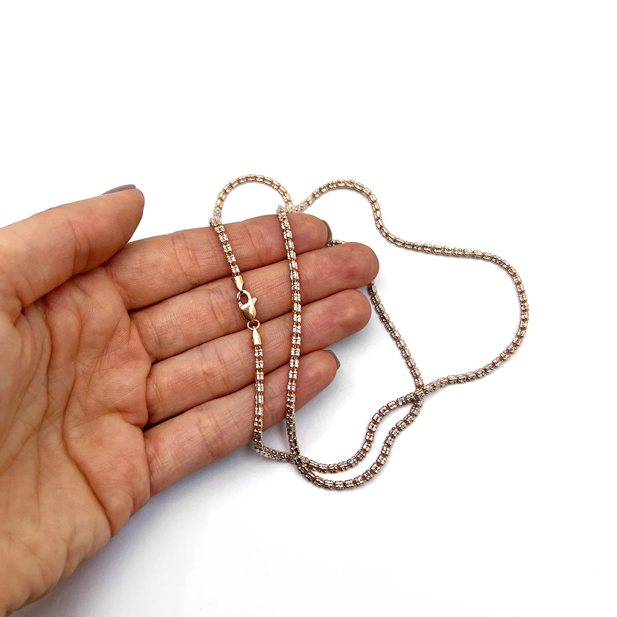 14K Rose Gold Diamond-Cut Mesh Chain Necklace 16"-24" K2669