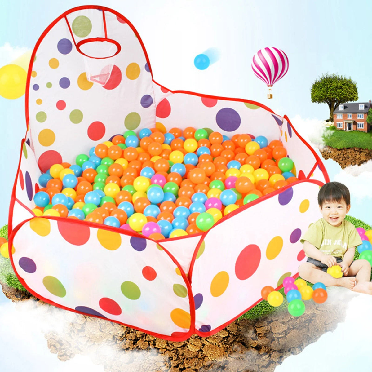Kids Indoor Pop Up Ball Play Tent Playhouse Ball Pit Playpen Q91853
