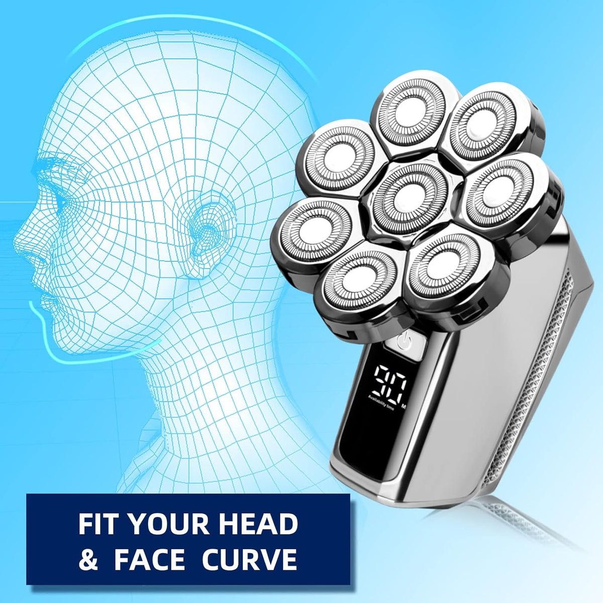 Electric 8D Head Shaver with Floating Head, IP65 Waterproof Rotary Shaver Grooming Kit Pack of 2 K49568