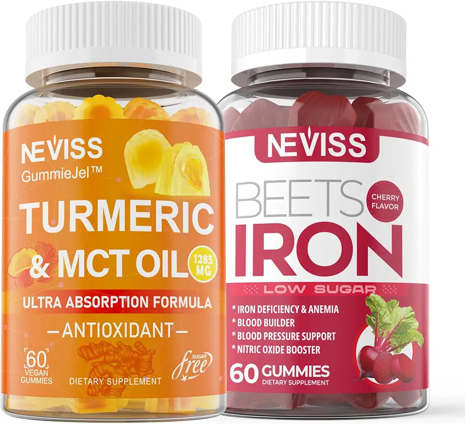 Vegan Iron Gummies with Multivitamin Turmeric Curcumin Liquid Filled D797