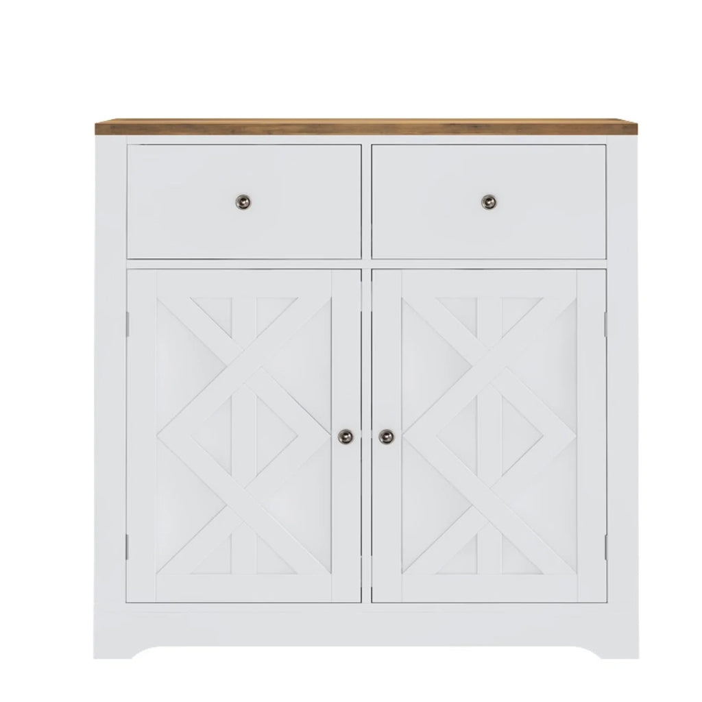 White 2 Drawer 2 Door Accent Cabinet D5877
