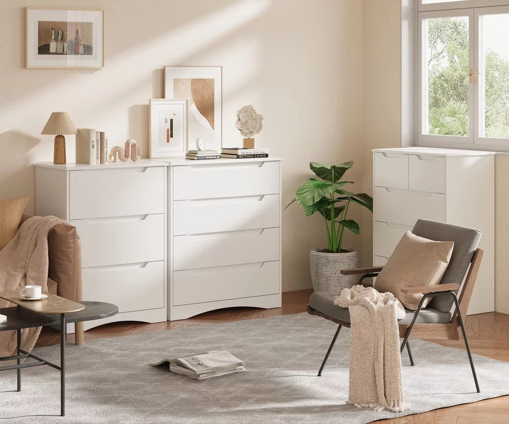 White 5 Drawer Dresser with Cutout Handles A942182