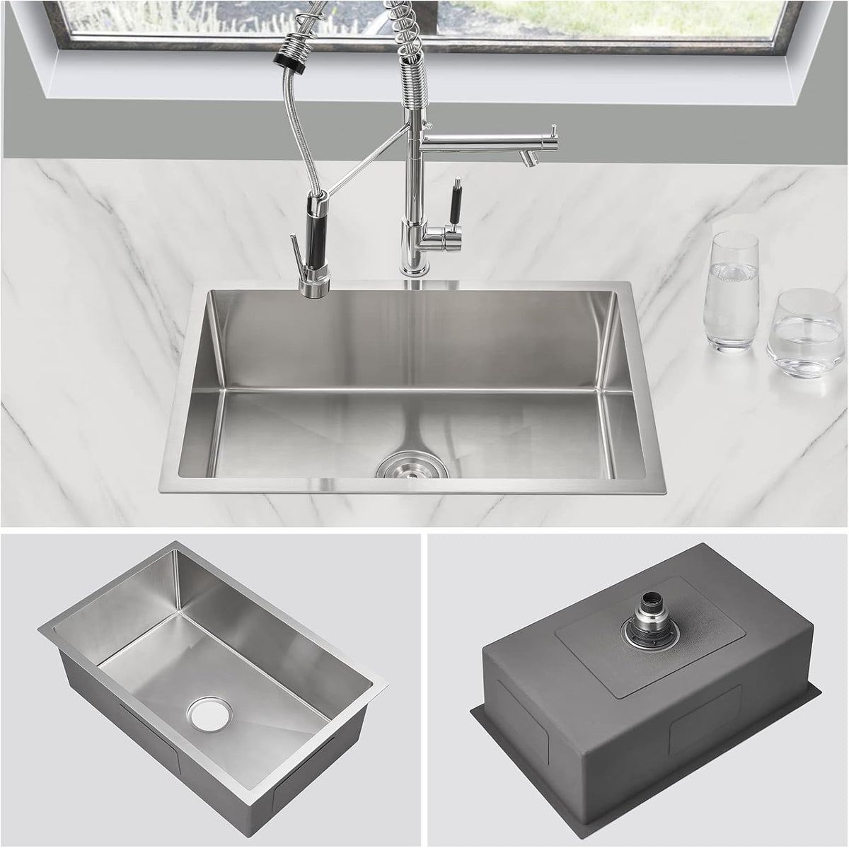 30 x 18 inch Undermount Stainless Steel Kitchen Sink Y923989