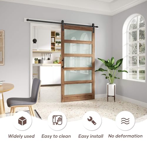 36 x 84 inch Frosted Glass Barn Door with Hardware Kit X302910