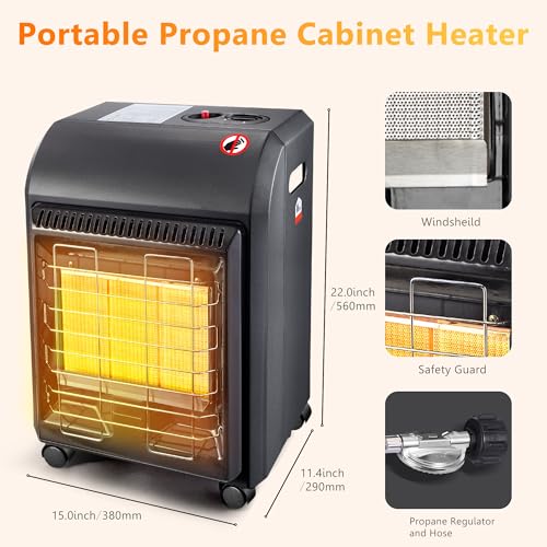 Propane Patio Heater, Portable Outdoor 18000BTU Gas Radiant Heater D1213