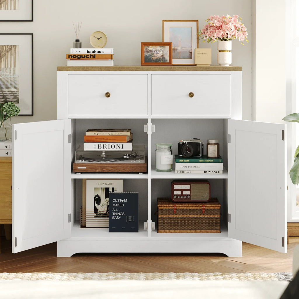 White 2 Drawer 2 Door Accent Cabinet D5877