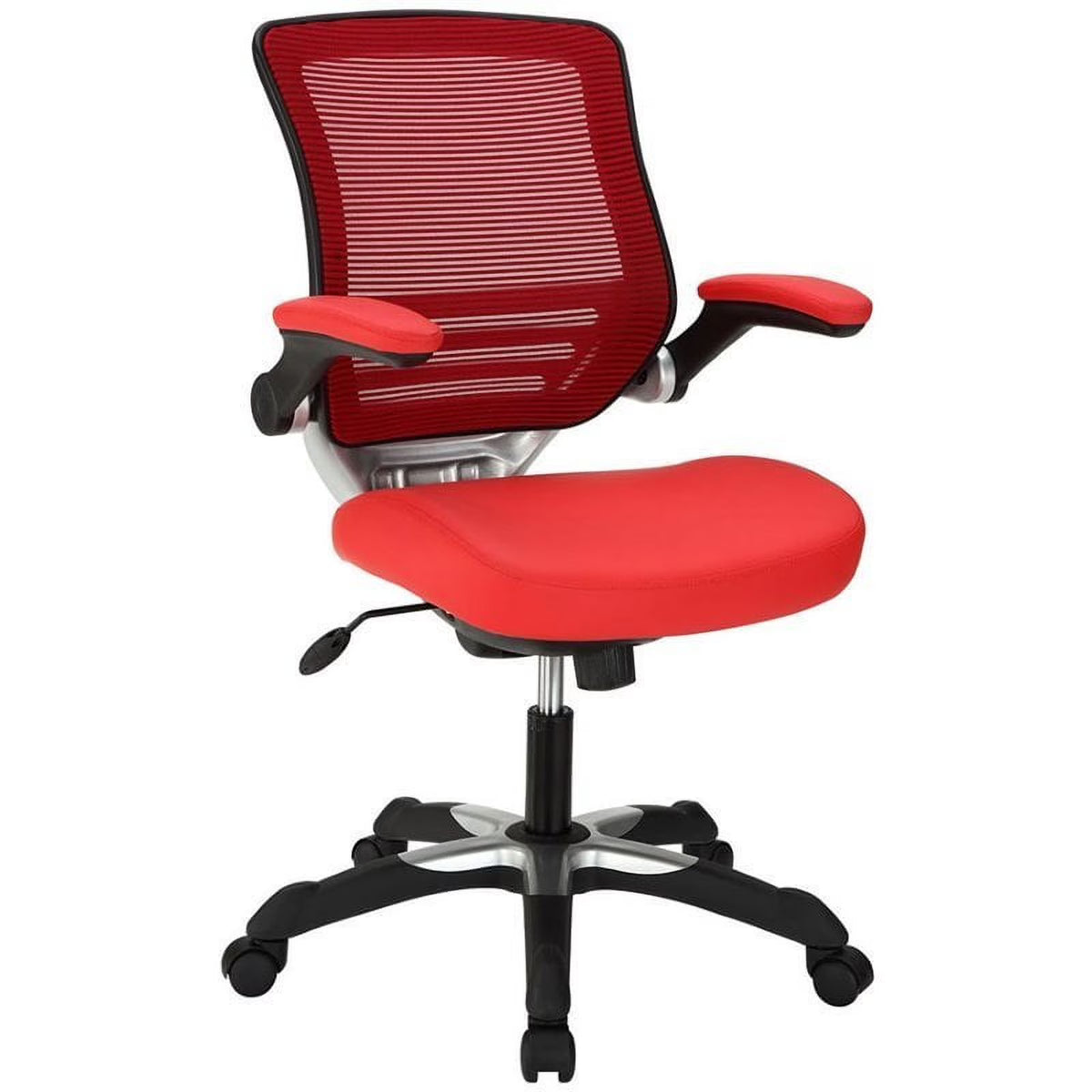 Red Faux Leather Mesh Office Chair Y4488