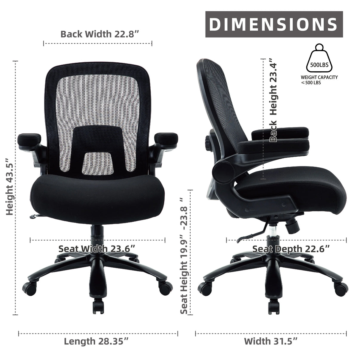 Black Mesh Office Chair with Adjustable Lumbar Support C208735
