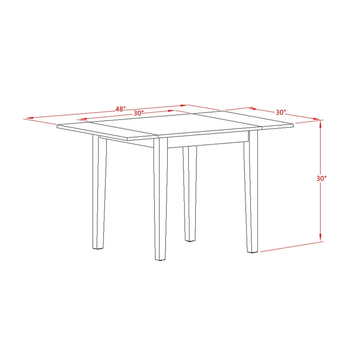 5 Pc Wood Dinette Set with Slat Back Chairs E401003