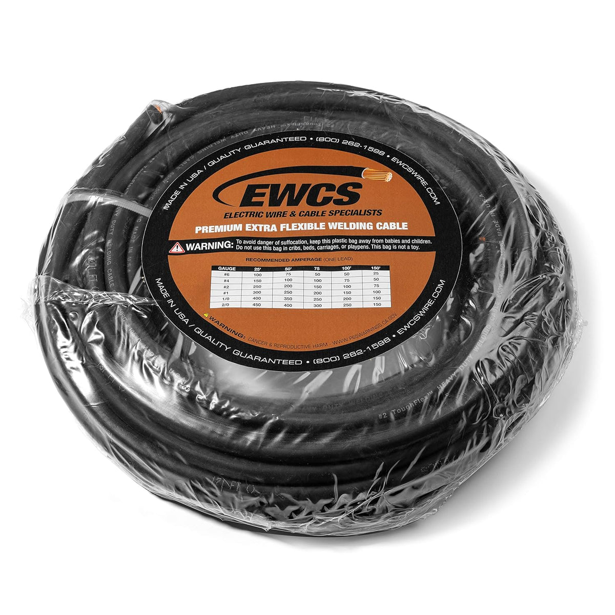 4 Gauge Extra Flexible Welding Cable 600 Volt Black 25 Feet Pack of 2 P4965