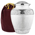 White Large Adult Urns for Cremation Ashes with Velvet Bag U37987