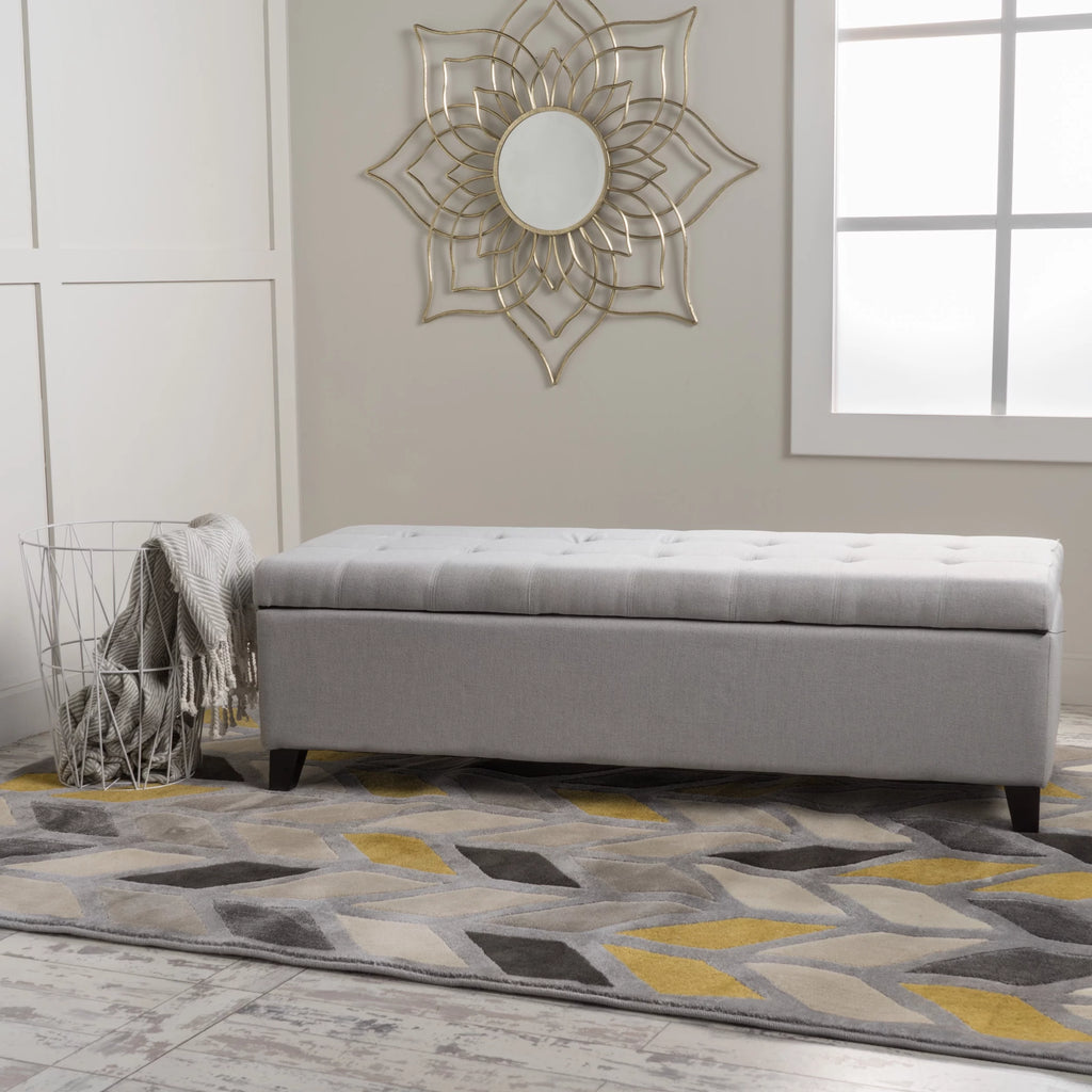 Light Grey Fabric Storage Ottoman M4258