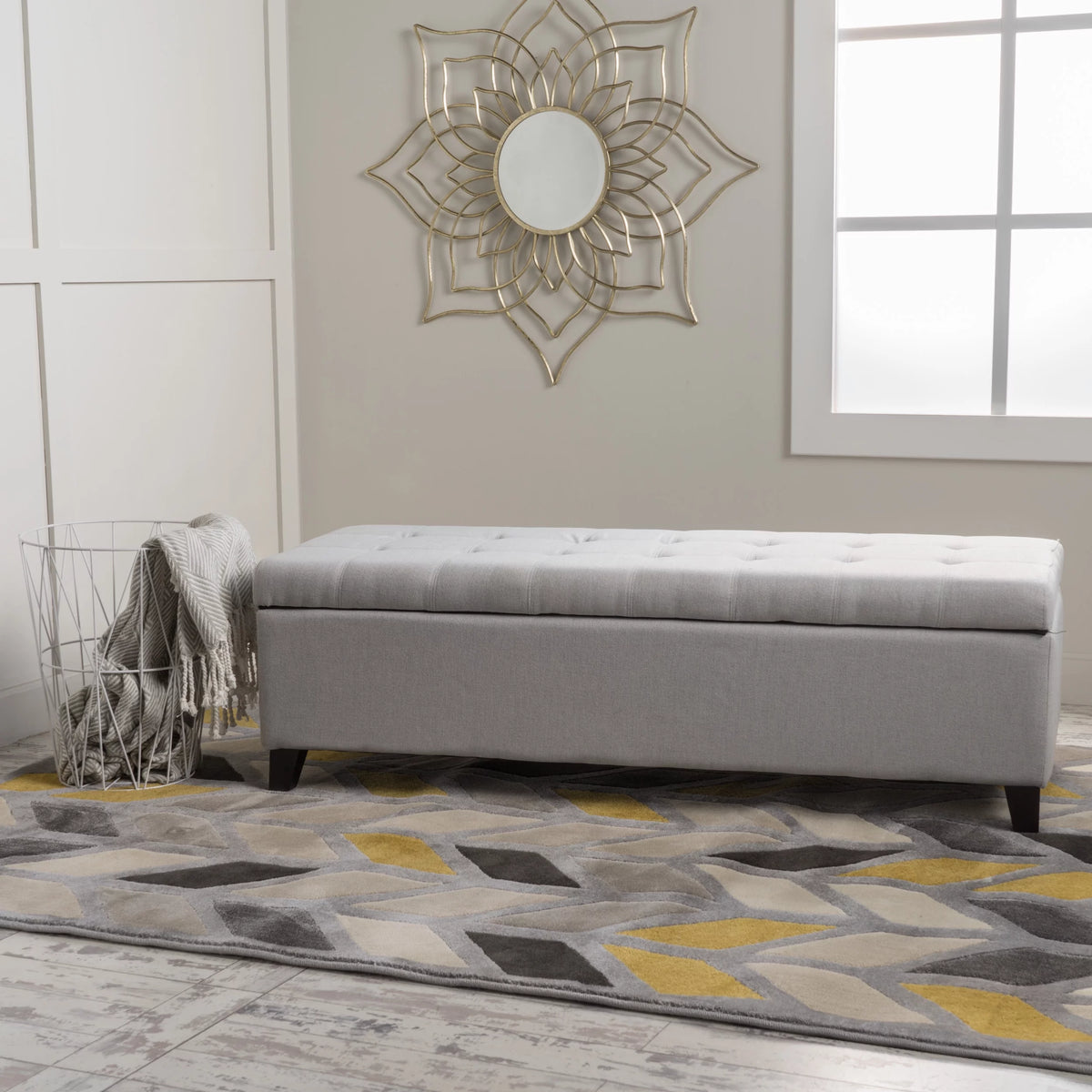 Light Grey Fabric Storage Ottoman M4258