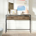 43 Inch Narrow Console Table with 2 Drawers Glass Top E4163