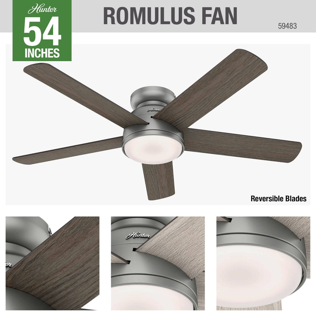 54 in. Matte Silver WiFi Ceiling Fan with LED Light and Remote P161