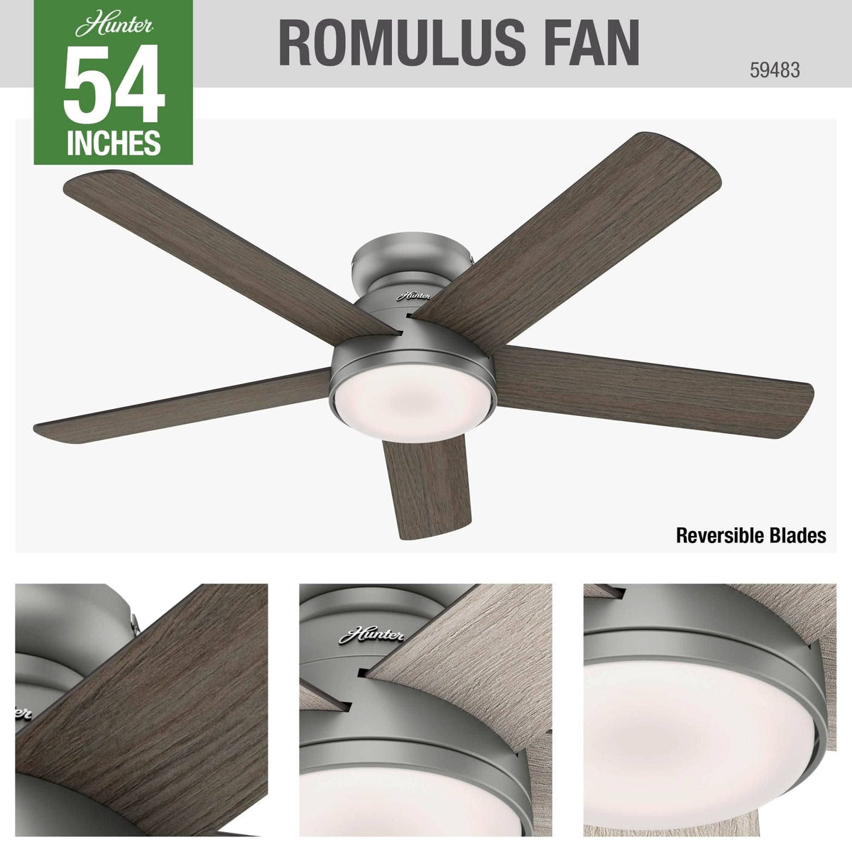 54 in. Matte Silver WiFi Ceiling Fan with LED Light and Remote P161