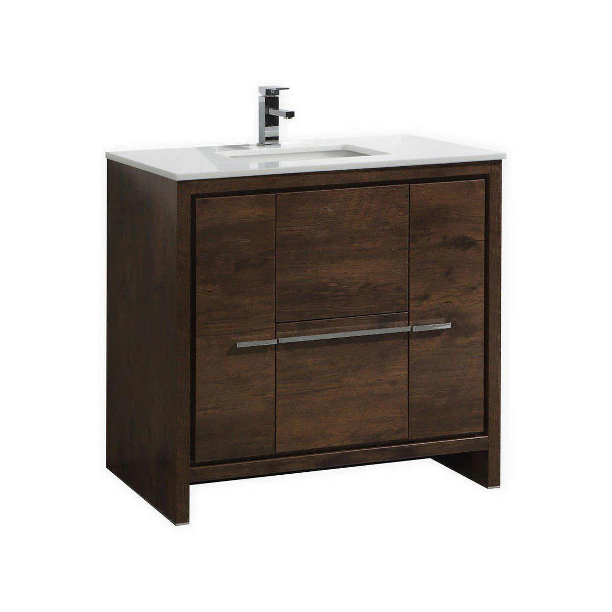 36 in. Rose Wood Bathroom Vanity with White Quartz Counter-Top E102805