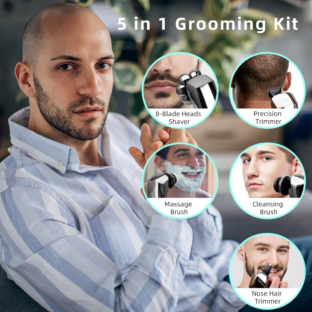 Electric 8D Head Shaver with Floating Head, IP65 Waterproof Rotary Shaver Grooming Kit Pack of 2 K49568