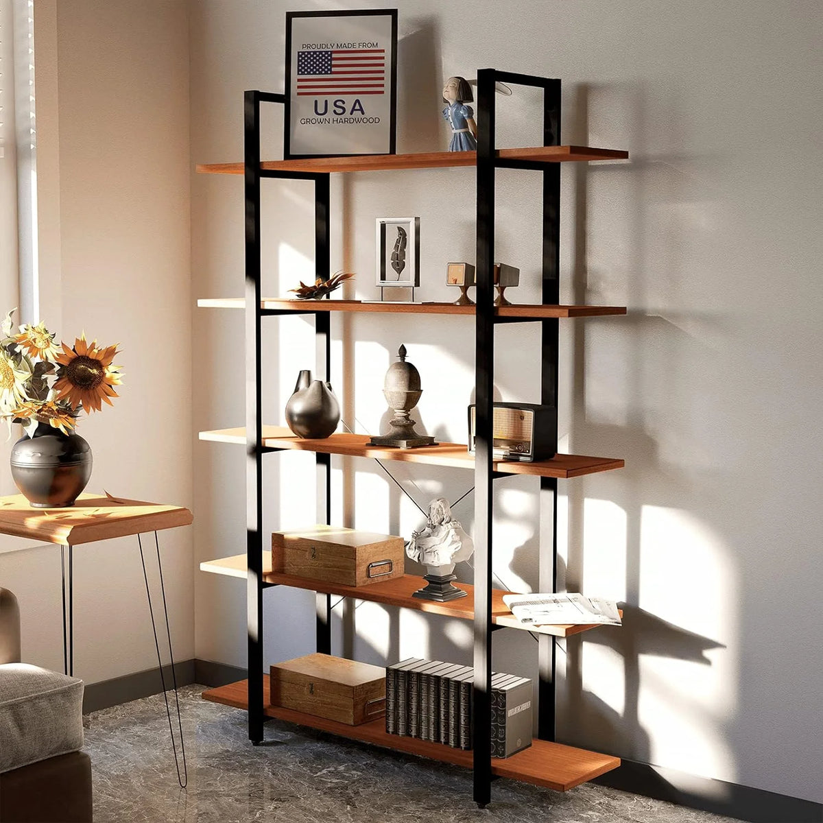 5 Tier Solid Wood Bookshelf A818153