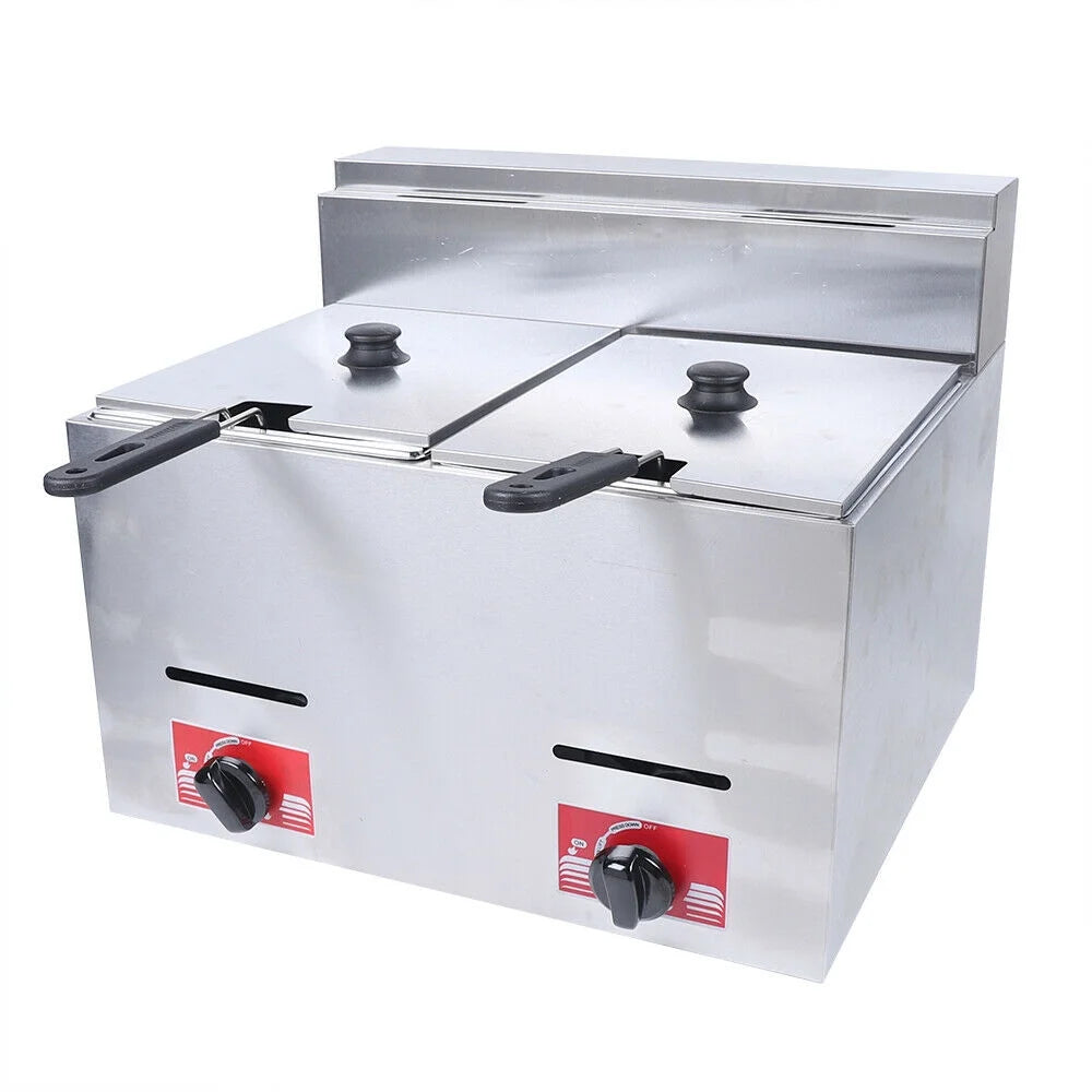 12L Stainless Steel Commercial Gas Fryer with 2 Baskets C998