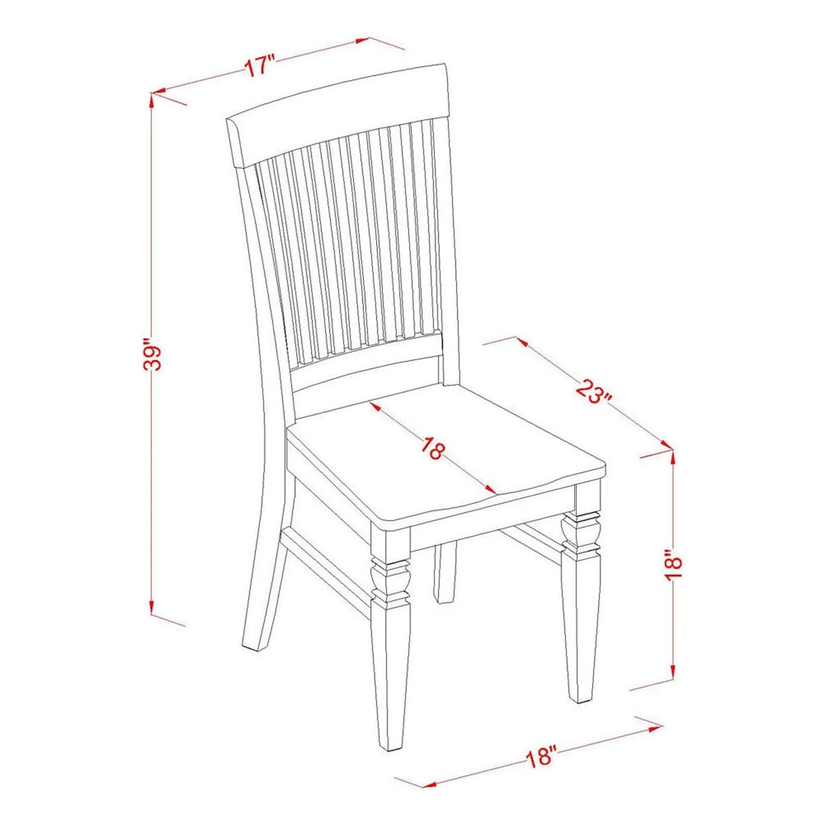 5 Pc Wood Dinette Set with Slat Back Chairs E401003
