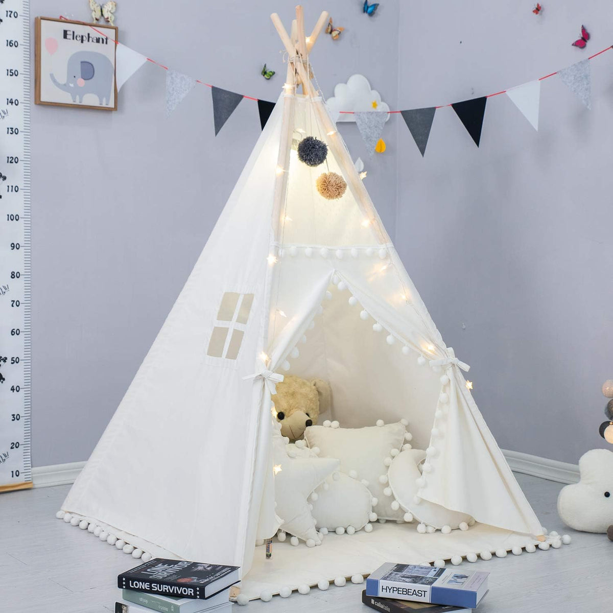 Teepee Tent for Kids with Padded Mat and Carry Bag J156655