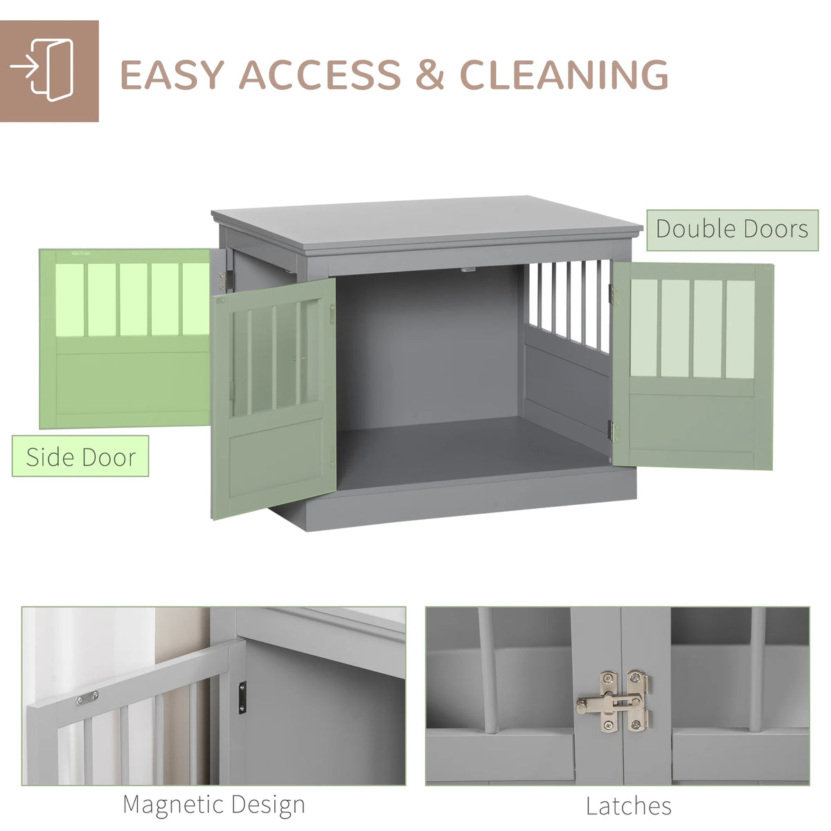 Dark Grey Cat Litter Box Enclosure Side Table Q730
