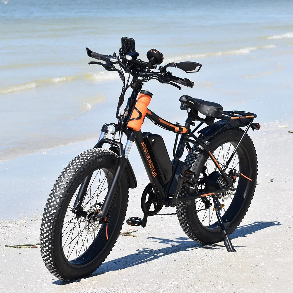 Electric Bike 48V 13AH Battery 26x4.0 inch Fat Tire Black Q182