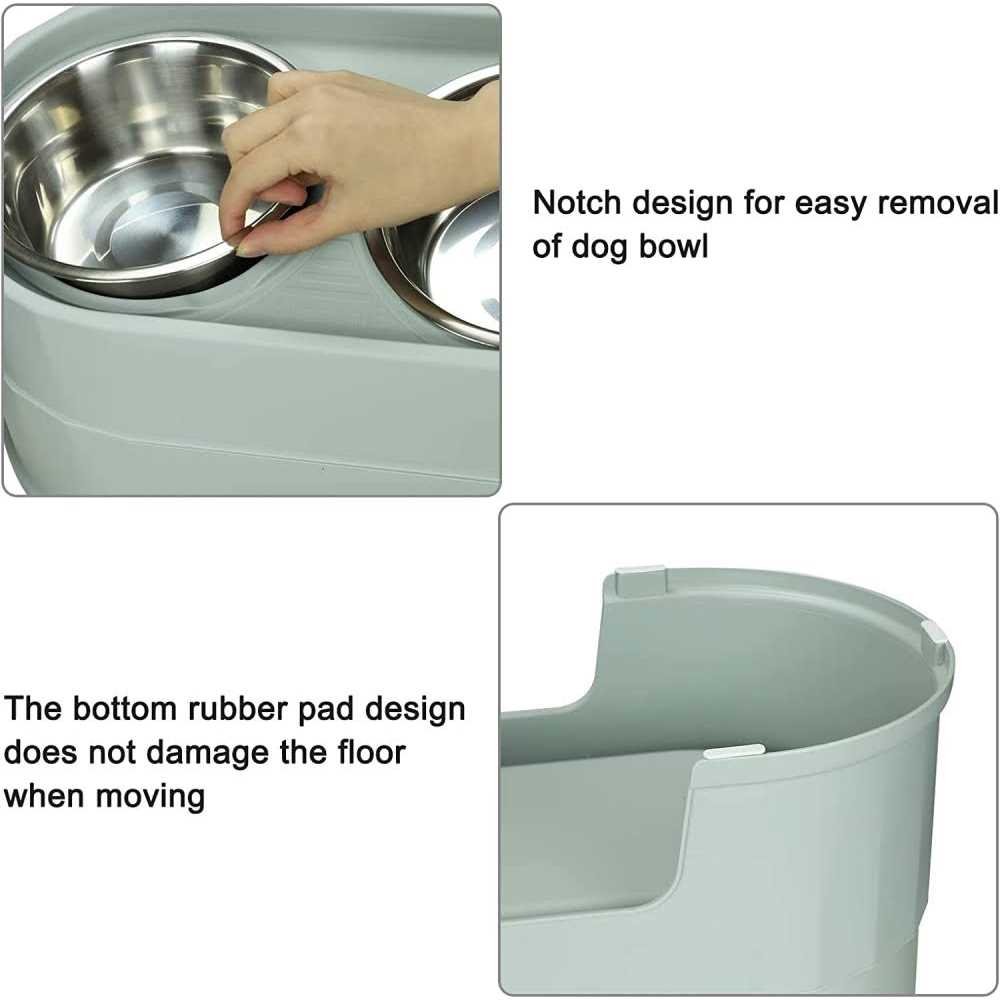 Raised Stainless Steel Dog Bowls Adjustable Double Bowl with Stand P930009