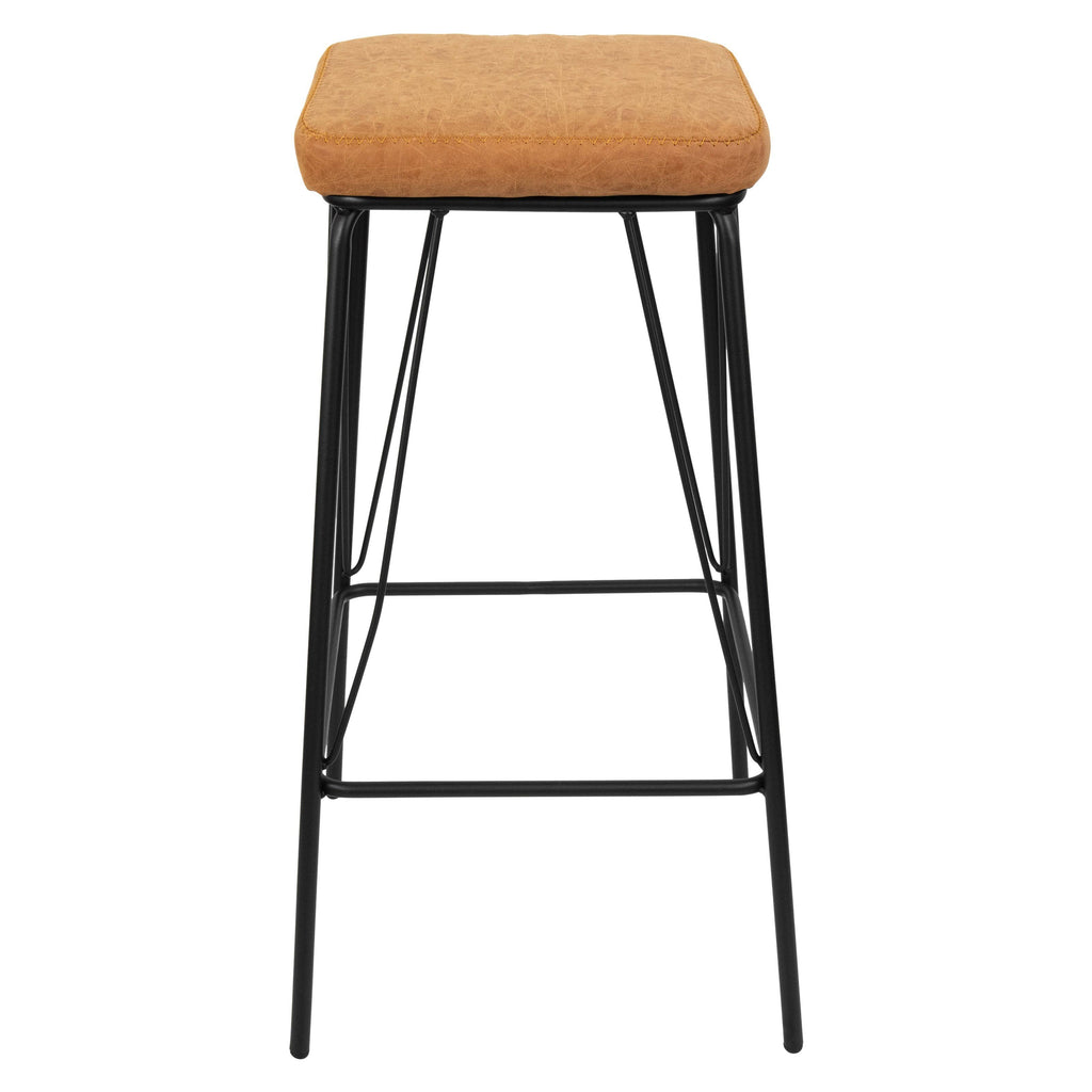 Charcoal Black Leather Bar Stool with Metal Frame, Set of 2 Y40690