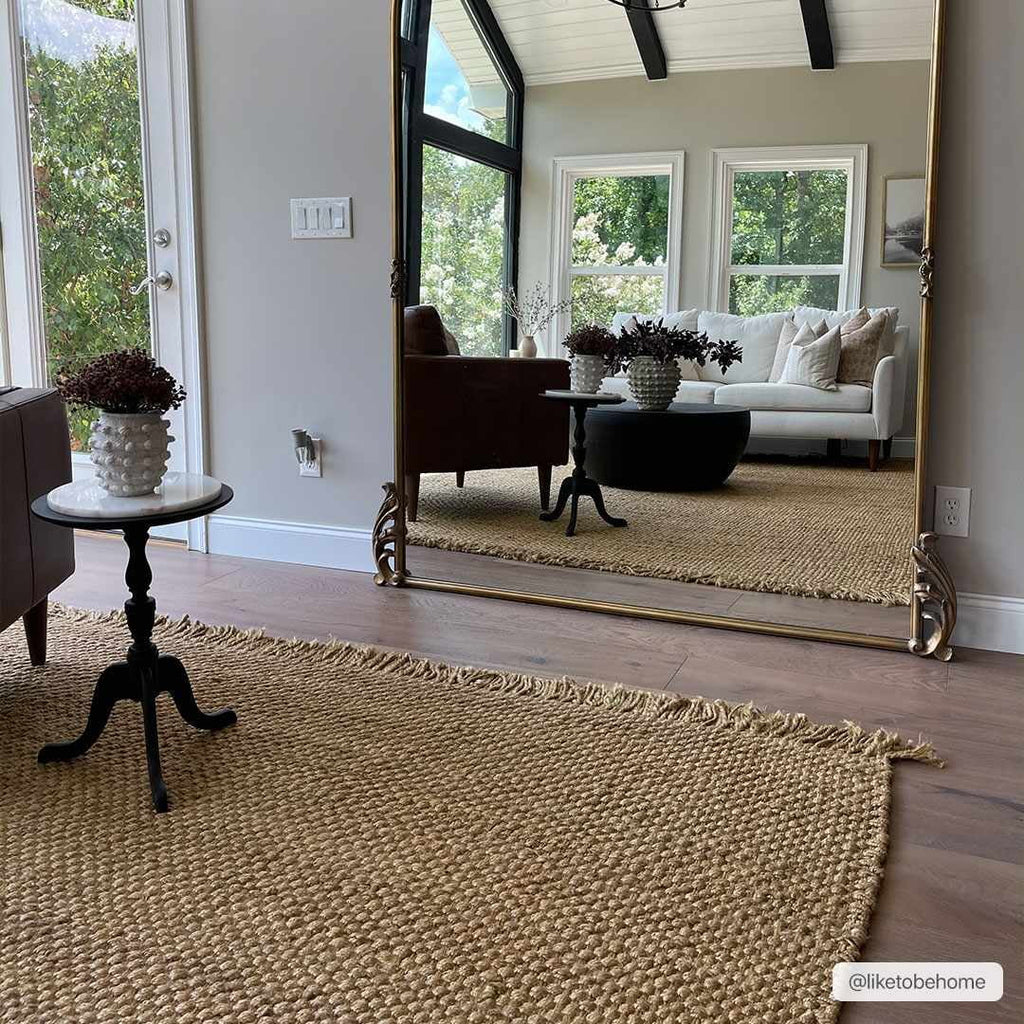 Beige 2' x 3' Jute Area Rug Q698