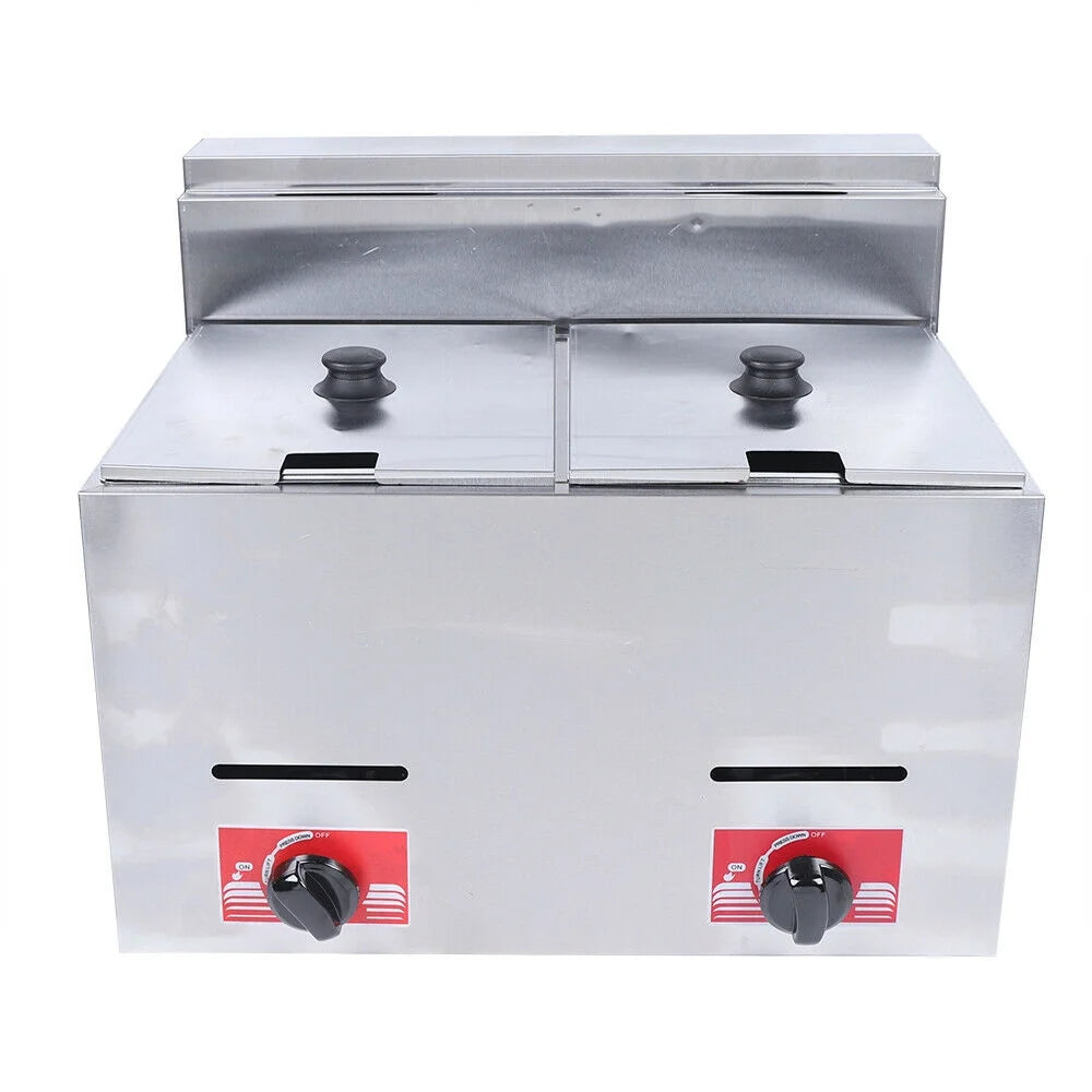 12L Stainless Steel Commercial Gas Fryer with 2 Baskets C998