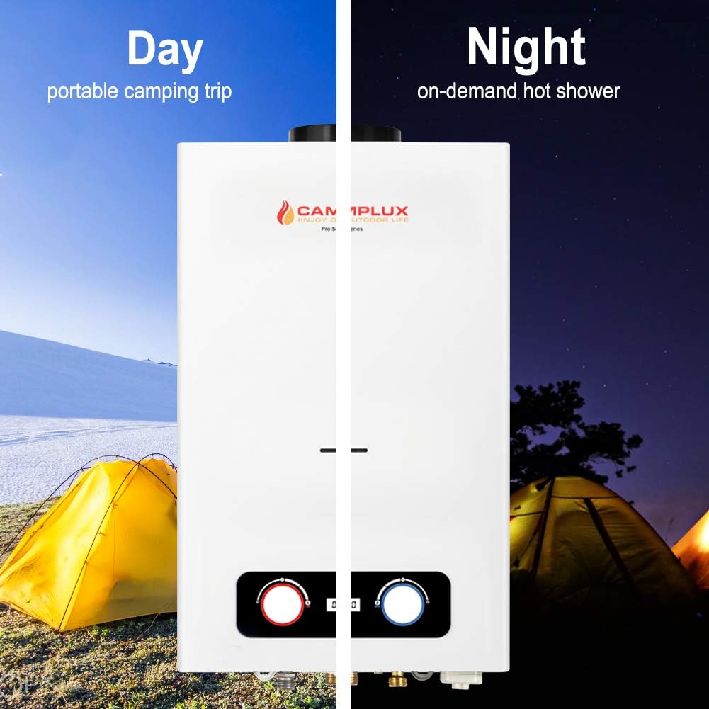 Tankless Propane Water Heater, Outdoor Portable Gas Water Heater, White B736