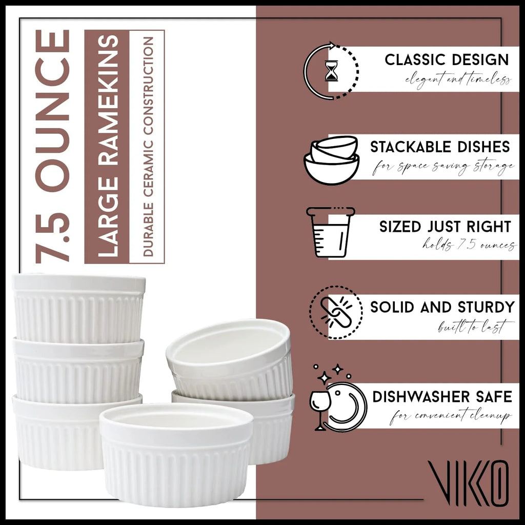 White Set Of 6 Porcelain Ramekins W873703